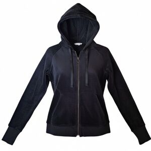 Athleta Black Velour Full Zip Hoodie Women's Size Small — Thumbholes